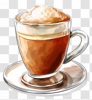 Cappuccino Coffee - Cup Of Steaming Coffee With Frothy Foam Transparent PNG