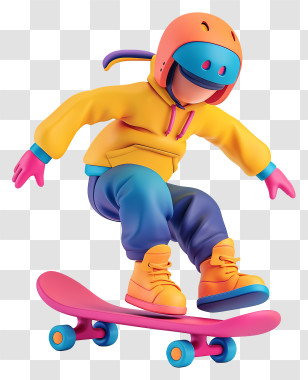 Boy Riding Skateboard - Colorful Skateboarder Performing A Trick Transparent PNG