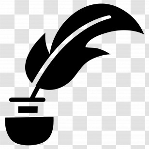 Feather Ink - Black Ink Bottle With Quill Transparent PNG