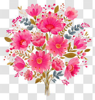 Pink Flowers Art - Beautiful Pink Flower Bouquet Transparent PNG