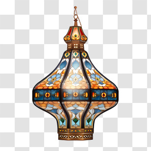 Islamic Lantern - Ornate Stained Glass Hanging Lantern Transparent PNG