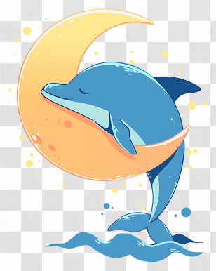 Dolphin Holding Moon - Dolphin Hugging The Moon Transparent PNG