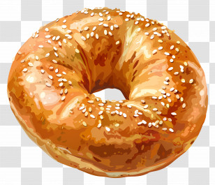 Sesame Bagel - Illustration Of A Sesame Bagel Transparent PNG