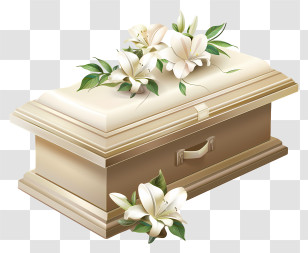 Funeral - White Coffin With Flowers Transparent PNG
