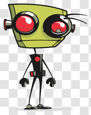 Invader Zim - Robot With Big Red Eyes Cartoon Transparent PNG