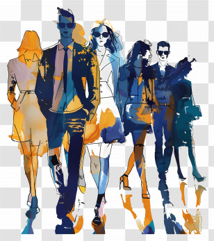 Group Of People - Fashion Models On Runway Transparent PNG