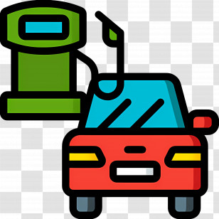 Gas Station - Red Car At Gas Station Transparent PNG