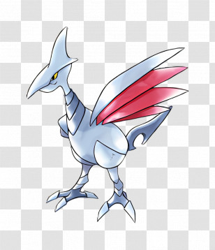 Skarmory - Metallic Bird With Red Wings Transparent PNG