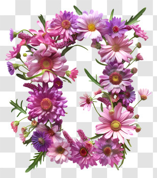 Number 0 Flowers - Pink Floral Letter B Arrangement Transparent PNG