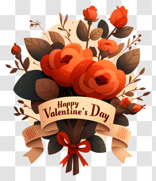 Happy Valentines Day - Happy Valentine's Day Bouquet Transparent PNG