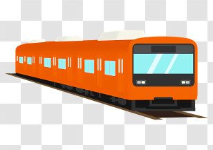 Icon - Orange Train On Tracks Transparent PNG
