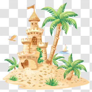 Summer Vacation - Sandcastle On The Beach Transparent PNG