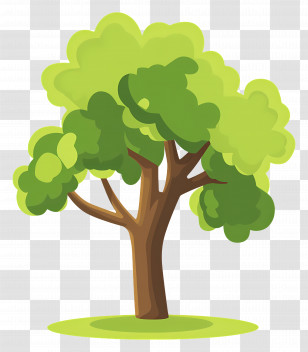 Dense Tree - Cartoon-Style Green Tree Illustration Transparent PNG