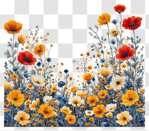 Floral Pattern Background - Vibrant Wildflower Garden With Diversity Transparent PNG