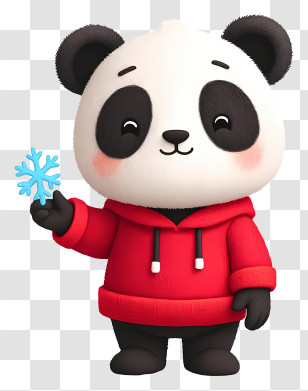 Cute Cartoon Panda - Panda With Snowflake Transparent PNG