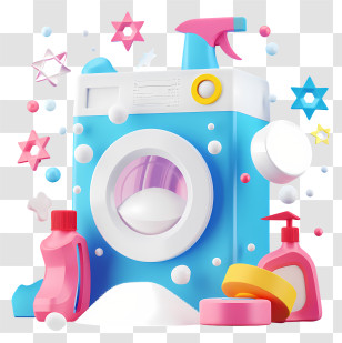 Washing Powder - Washing Machine With Detergent Bottles Transparent PNG
