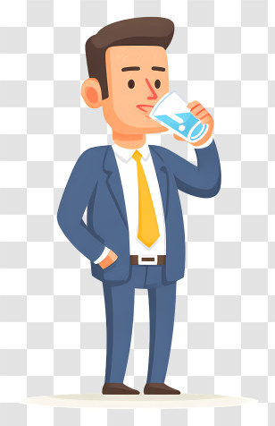 Businessman Drinking Water - Businessman Drinking Water Transparent PNG