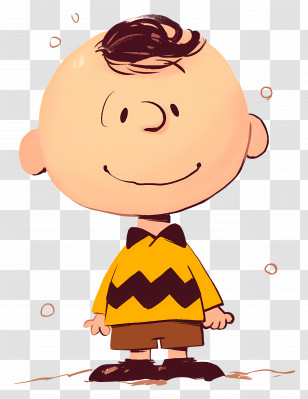 Charlie Brown - Cartoon Character In Yellow Shirt Smiling Transparent PNG