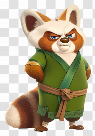 Master Shifu - Red Panda Cartoon Character In Green Robe Transparent PNG