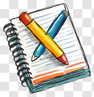 Note Taking - Colorful Notebook And Pencils Transparent PNG