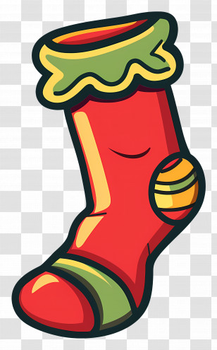 Christmas Socks - Cartoon Red Christmas Stocking Transparent PNG