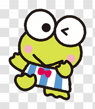 Keroppi - Cute Frog Cartoon Character In Striped Shirt Transparent PNG