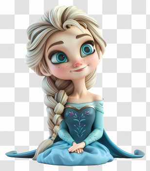 Princess Elsa - Cartoon Girl Wearing Blue Dress Illustration Transparent PNG