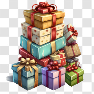 Christmas Gifts - Stack Of Colorful Gift Boxes Transparent PNG
