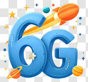 6g - Blue 6G Space Rocket Illustration Transparent PNG