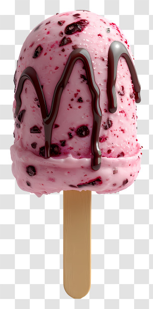 Ice Cream Pop - Berry Popsicle With Chocolate Drizzle Transparent PNG