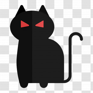 Halloween Cat - Spooky Black Cat With Red Eyes For Halloween Transparent PNG