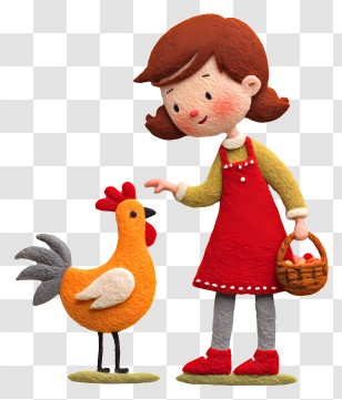 Girl Feeding Hen - Friendly Girl With Chicken Transparent PNG