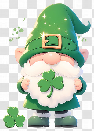 St Patricks Day Gnome - Gnome Holding A Clover Transparent PNG