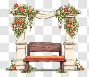 Wedding Altars - Floral Bench With Decorative Arch Transparent PNG