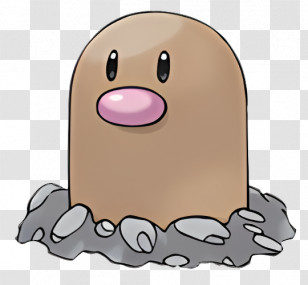 Diglett - Brown Mole-Like Cartoon Character With Pink Nose Transparent PNG