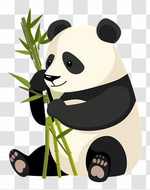 Panda - Cartoon Panda Holding Bamboo Illustration Transparent PNG