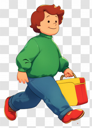 Walking Boy - Cartoon Boy Carrying School Bag Transparent PNG