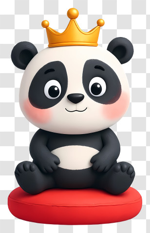 Cartoon Panda - Crowned Baby Panda Mascot Transparent PNG