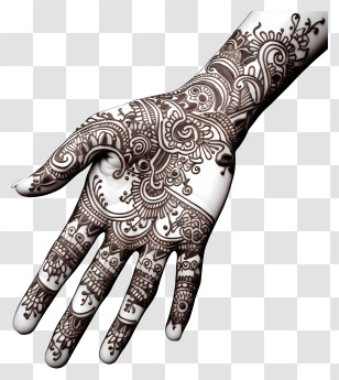 Henna Designs - Hand With Henna Tattoos Transparent PNG