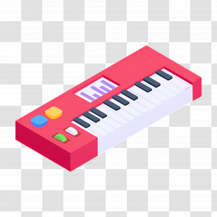 Music Keyboard - Red Electronic Keyboard With Buttons Transparent PNG