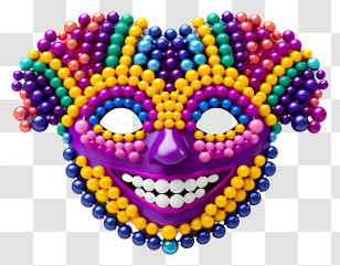 Shrove Tuesday - Colorful Mardi Gras Mask With Beads Transparent PNG