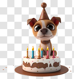Pet Birthday - Cartoon Dog With Birthday Cake And Candles Transparent PNG