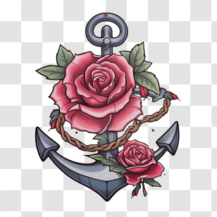 World Maritime Day - Anchor And Rose In A Tattoo Style Artwork Transparent PNG