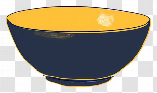 Bowl - Dark Blue Bowl With Yellow Interior Design Transparent PNG