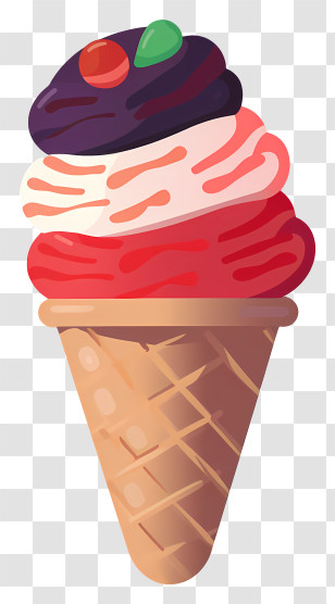 Ice Cream Cone - Colorful Ice Cream Cone Illustration Transparent PNG