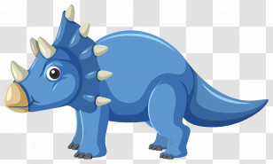 Cartoon Dinosaur - Blue Cartoon Triceratops Illustration Transparent PNG