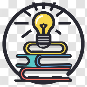 Learning - Light Bulb On Stacked Books Illustrating Knowledge Transparent PNG