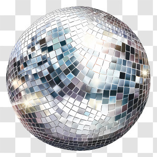 New Year - White Disco Ball With Reflective Mirrors Transparent PNG