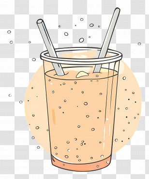 Milk Tea - Bubbly Orange Juice In A Glass With Straws Transparent PNG