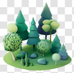 Green Trees - Cartoon Forest With Green Trees Transparent PNG